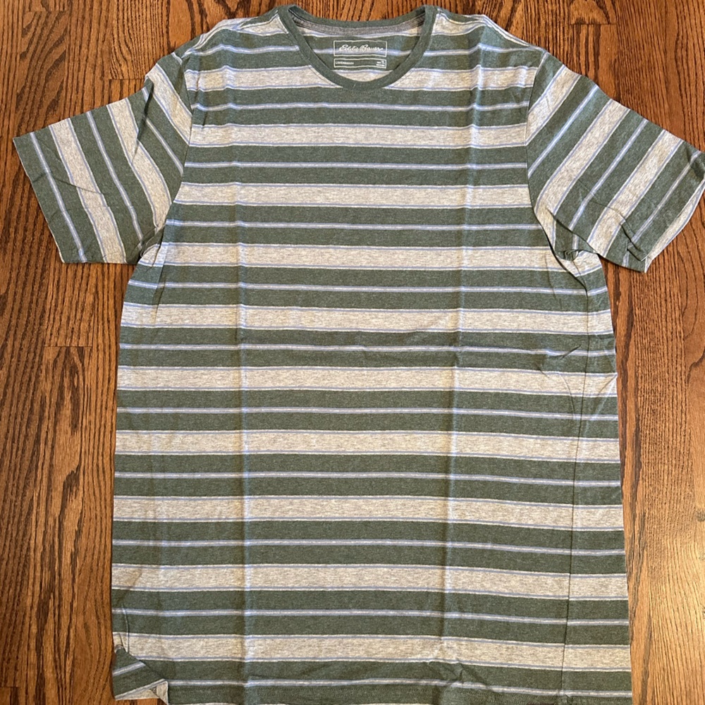 American Eagle Outfitters Green and Gray Striped Tee